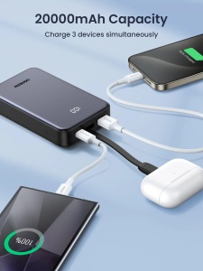 Baterie Externa 20000mAh, 22.5W, Ugreen PB505, 1x USB-A, 2x USB-C, Indicator Nivel Baterie, Space Gray - Img 3