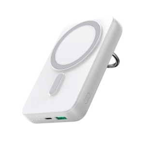 Baterie Externa Wireless 10000mAh, 20W, Joyroom, Compatibil MagSafe, Inel Sustinere, Alb