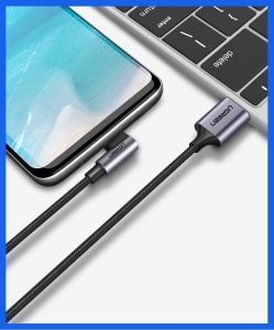 Cablu Date si Incarcare Ugreen 90° USB Type C, 3A Fast Charge, Negru + Gri - 1/2 m - Img 7