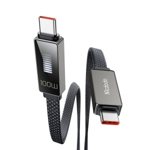 Cablu de Date USB-C Tata la USB-C Tata, McDodo 4470, 100W, Display LED, Fast Charging, Power Delivery, Flat, 1.2m, Negru - Img 2