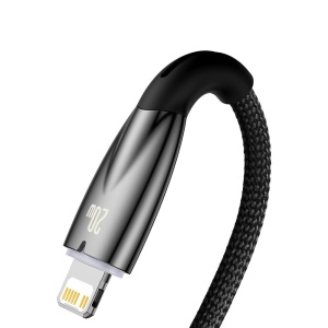 Cablu de Date USB Type-C la Lightning, Baseus, 480 Mbps, Power Delivery 20W, Mesh Nylon, 2m, Negru - Img 4