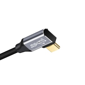 Cablu USB Type-C 90 Grade, 4K 60hz, Conectori Intariti, Protectie Mesh, 1 metru, Negru - Img 1