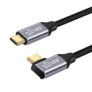 Cablu USB Type-C 90 Grade, 4K 60hz, Conectori Intariti, Protectie Mesh, 1 metru, Negru - Img 4