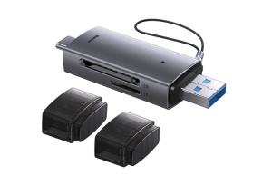 CARD READER extern Baseus Lite,interfata USB 3.0/USB Type-C,citeste/scrie:SD,microSD viteza pana la 480Mbps,suporta carduri maxim 512GB,metalic,gri "WKQX060113" -6932172608200 - 5