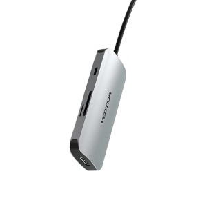 Hub Multiport Usb Type-C, Vention, Docking Station, HDMI 4K, 3 x USB 3.0 5Gbps, PD, SD/TF, Gri - Img 3