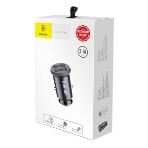 Incarcator Auto 2x USB-A 5V 3A, Baseus Grain, Iluminare Led, Alb - Img 4