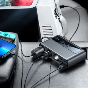 Incarcator Auto 9 in 1, Joyroom JR-CL06, 5x USB-A, 1x USB-C, 3x Iesire Bricheta Auto, PD, QC, PPS, 154W, Cablu 1m, Negru - Img 4