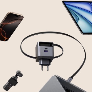 Incarcator Retea 45W, Ugreen Nexode Pro X614, GaN Fast Charger, 1x USB-C, 1x USB-A, 1x Cablu Retractabil - Img 5
