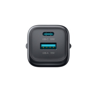 Incarcator Retea, Joyroom, 33W, 1x USB Type-C, 1x USB-A + Cablu USB-C la USB-C, 60W, 1m, Negru