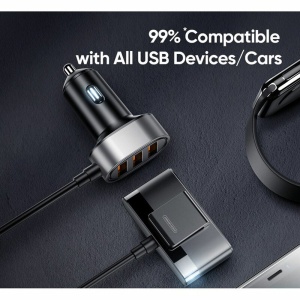 JoyRoom JR-CL03 Incarcator Auto 30W, 3x USB-A + Hub 2x USB-A, 5V 6.2A, Cablu 1.5m, Negru - Img 2