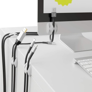 Set 4x Organizatoare Cabluri, Basekit, 3 Locuri, Diametru Cablu 5,4mm, Alb - Img 3