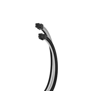 Set Prelungire Cabluri Sursa ATX, Asiahorse, 1x 24 Pini ATX, 3x 6+2 Pini GPU, 2x 4+4 Pini CPU, Mesh Textil, 18AWG, Negru + Alb, 30cm - Img 2