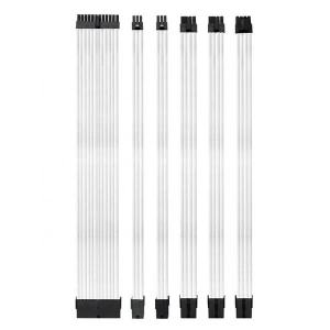 Set Prelungire Cabluri Sursa ATX, Asiahorse Modding Sleeve, Kit Extender, Mesh Textil, 30 cm, 18AWG, Alb - Img 1