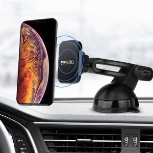 Suport Auto cu Ventuza Yesido C39, Fixare Telefon pe Parbriz sau Bord, Prindere Magnetica, Ajustare Unghi, Negru - Img 6