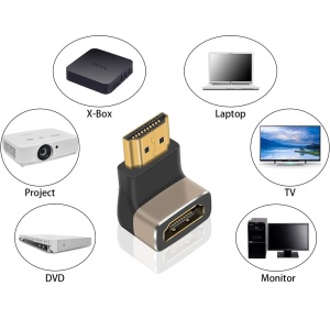 Adaptor HDMI Mama la HDMI Tata, Basekit, 8k@60Hz, 4k@120Hz, 90 Grade, Conectori Auriti, Argintiu - Img 2