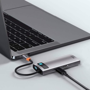 Adaptor Multiport Hub 5 in 1, Baseus, USB Type-C la HDMI 4K 60Hz, USB-C PD 100W, USB 3.0 - Img 4