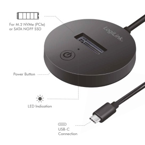 ADAPTOR USB LOGILINK, M.2 NVMe (PCIe) / SATA (NGFF) la USB 3.2 Gen 2, viteza max 10 Gb/s, negru "QP0032"   - 1