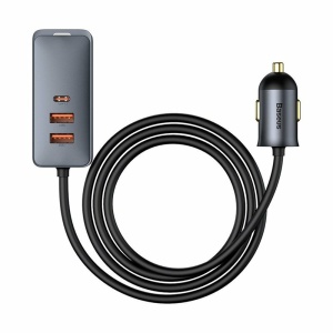 Baseus CCBT-A0G Incarcator Auto 120W Hub Extension, Fast Charge, 2x USB-C 30W, 2x USB-A 30W, Cablu 1.5m, Negru - Img 3