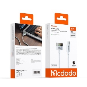 Cablu Magnetic USB-C Tata la MagSafe 3, McDodo 2071, 140W, Indicator LED, 2m, Alb - Img 5