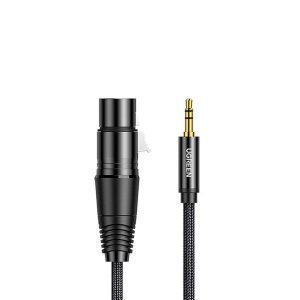 Cablu Microfon, Adaptor Audio, Ugreen AV182, Jack 3.5 mm tata la XLR mama, 1m, Negru