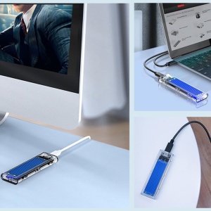 Carcasa Rack SSD M.2 NVMe, Orico, USB-C 3.1 Gen.2, 10 Gbps, Cablu USB-C la USB-A, Cablu USB-C, Albastru - Img 4