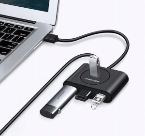 HUB extern Ugreen, "CR113" porturi USB: USB 3.0 x 4, conectare prin USB 3.0, lungime 0.5 m, negru, "20290"  - 6957303822904 - 1