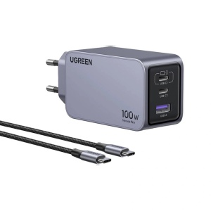 Incarcator Retea 100W, Ugreen Nexode Pro X757, GaN Fast Charge, 2x USB-C, 1x USB-A, PD3.0,QC4.0+, Cablu USB-C - Img 2