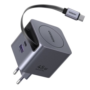 Incarcator Retea 45W, Ugreen Nexode Pro X614, GaN Fast Charger, 1x USB-C, 1x USB-A, 1x Cablu Retractabil - Img 2