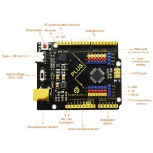 Placa Dezvoltare Conectare USB-C ATmega328P, Keyestudio Uno Plus, Compatibila cu Arduino, Negru - Img 3