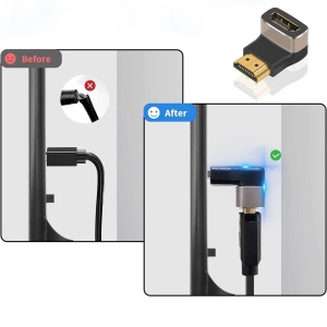 Adaptor HDMI Mama la HDMI Tata, Basekit, 8k@60Hz, 4k@120Hz, 90 Grade, Conectori Auriti, Argintiu - Img 3