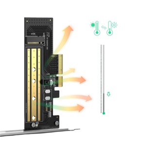 Adaptor SSD M.2 NVMe la PCI-E 3.0 X4, Fixare pe Carcasa, Negru - Img 2