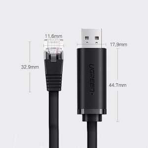 Cablu Consola USB 2.0 (T) la RJ45 Serial (T) LAN, Ugreen CM204, Negru - Img 2