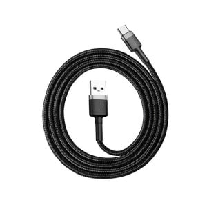 Cablu Date si Incarcare USB la Type-C, Baseus, 3A Fast Charge, Negru + Gri, Ultrarezistent, 0.5/1/2 m - Img 2