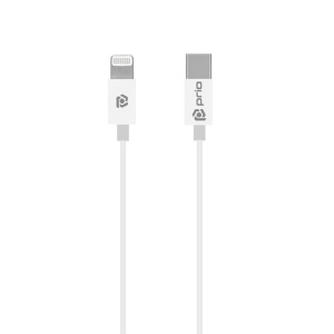 Cablu de Date si Incarcare Prio, USB Type-C la Lightning, 480 Mbps, Certificat MFI, 3A 18W, 1m, Alb - Img 2