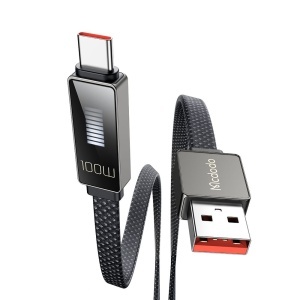 Cablu de Date USB-A Tata la USB-C Tata, McDodo 4980, 6A, Display LED, Fast Charging, Flat, 1.2m, Negru - Img 2