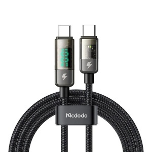 Cablu de Date USB-C Tata la USB-C Tata, McDodo 3610, 6A, Display Digital, Auto Power Off, 1.2m, Negru