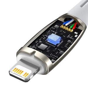 Cablu de Date USB Type-C la Lightning, Baseus, 480 Mbps, Power Delivery 20W, Mesh Nylon, 1m, Alb - Img 4