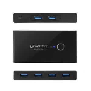 Hub Multiport 2 in 4, Ugreen US216, USB la 4 x USB 3.0, Sharing Switch Selector, Negru [RESIGILAT] - Img 3