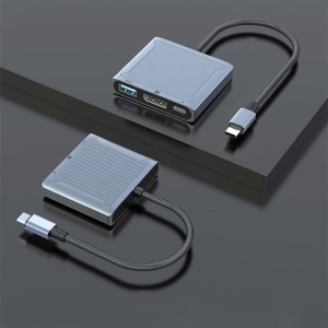 Hub Multiport 3 in 1, Basekit TD-USH370, USB Type-C la DP 8K 60Hz , USB A 2.0, USB-C PD 60W, Space Grey - Img 7