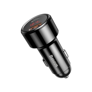 Incarcator Auto Circular, Baseus, USB Type-C, USB Type-A, QC4.0/QC3.0, 45W, 6A, Negru - Img 2