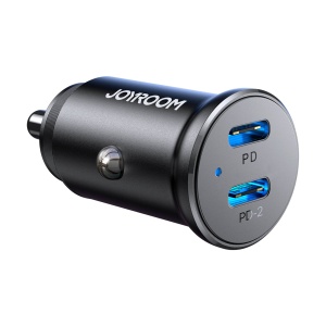 Incarcator Auto Circular, Joyroom, 30W, 2x USB-C, Metalic, Negru