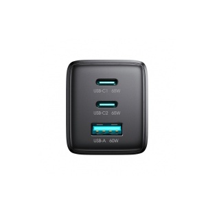 Incarcator Retea, Joyroom, 65W, 2x USB Type-C, 1x USB-A + Cablu USB-C la USB-C, 100W, 1.2m, Negru