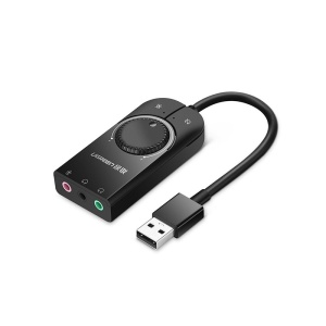 Placa de Sunet Externa, Ugreen, Adaptor USB la Jack 3.5 mm, Control Volum, Negru