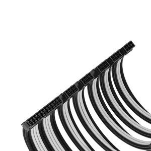Set Prelungire Cabluri Sursa ATX, Asiahorse, 1x 24 Pini ATX, 3x 6+2 Pini GPU, 2x 4+4 Pini CPU, Mesh Textil, 18AWG, Negru + Alb, 30cm - Img 4