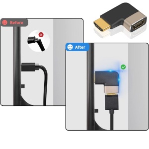 Adaptor HDMI Mama la HDMI Tata, Basekit, 8k@60Hz, 4k@120Hz, 90 Grade, Conectori Auriti, Argintiu - Img 6