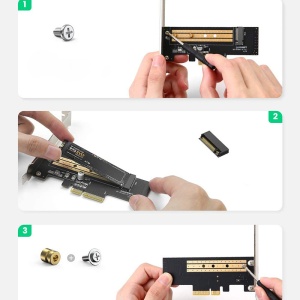 Adaptor SSD M.2 NVMe la PCI-E 3.0 X4, Fixare pe Carcasa, Negru - Img 3