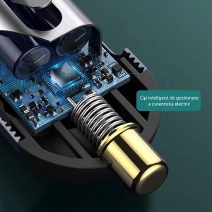 Baseus CCBT-A0G Incarcator Auto 120W Hub Extension, Fast Charge, 2x USB-C 30W, 2x USB-A 30W, Cablu 1.5m, Negru - Img 5