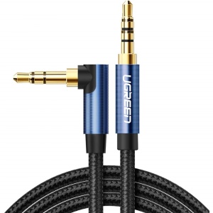 Cablu Audio Auxiliar, Jack 3.5mm (T) la Jack 3.5mm (T) la 90 Grade, Ugreen AV112, Albastru