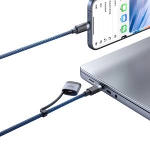 Cablu de Date 2 in 1 USB-C Tata la USB-C Tata + MagSafe 3, McDodo 0140, 240W, Indicator LED, 2m, Negru - Img 4