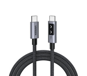 Cablu de Date USB-C Tata la USB-C Tata, 100W, 5A, Ugreen L509, Afisaj LED, Space Gray - Img 3